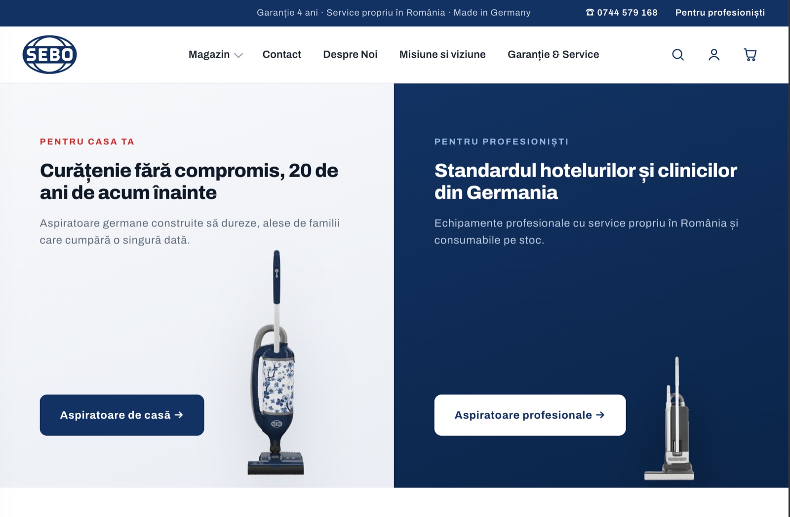 SEBO România — screenshot